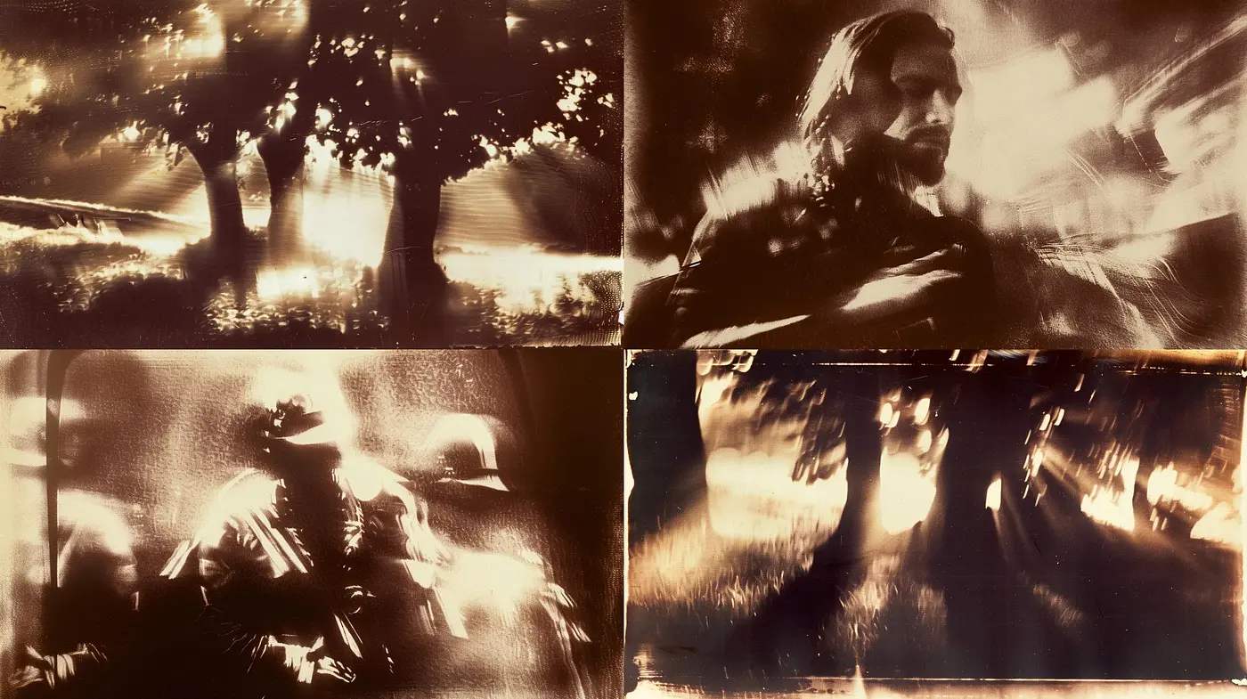 Whispers of Time: A Nostalgic Sepia-Toned Dreamscape - Midjourney sref style