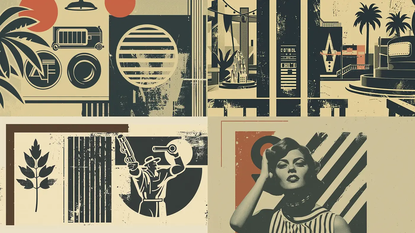 Retro Futuristic Harmony in Monochrome and Earth Tones - Midjourney sref style