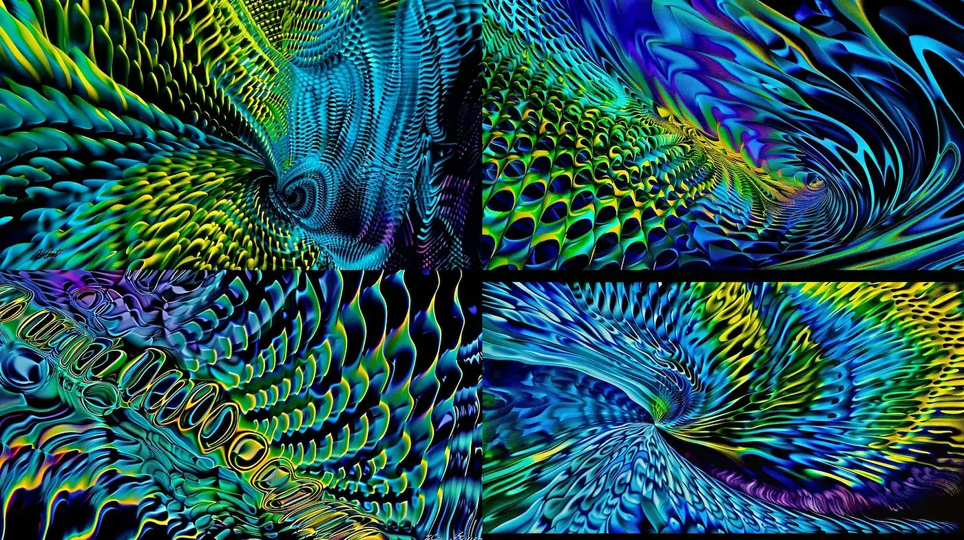 Vividly Textured Abstract Swirls with a Surreal Vibe - Midjourney sref style