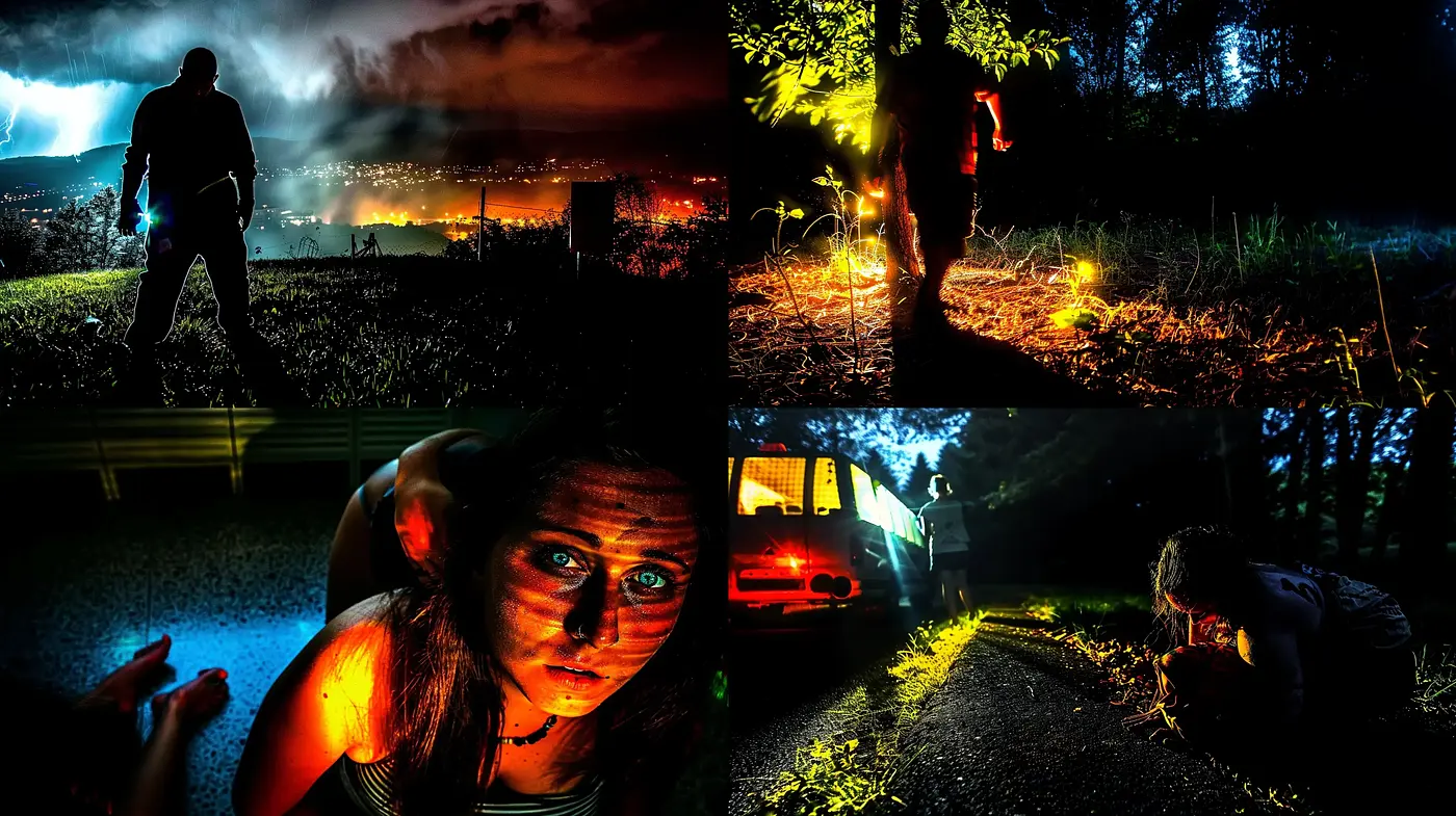 Tenebrous Hues and High-Contrast Nocturnal Scenes - Midjourney sref style
