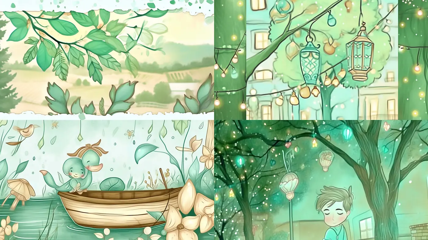 Enchanted Serenity: A Dreamscape Fusion of Whimsical Illustration and Pastel Hues - Midjourney sref style