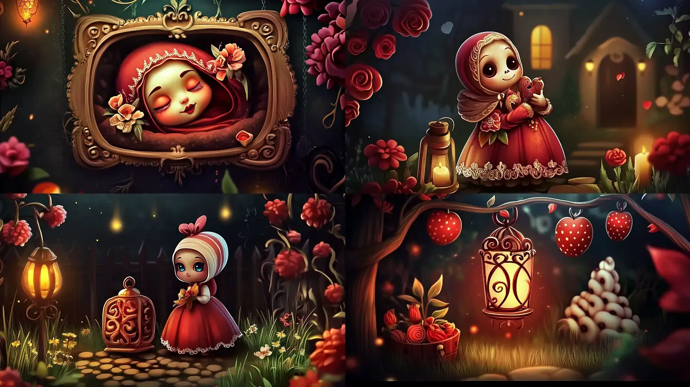 Enchanted Fairytale Glimmers in a Moonlit Garden - Midjourney sref style