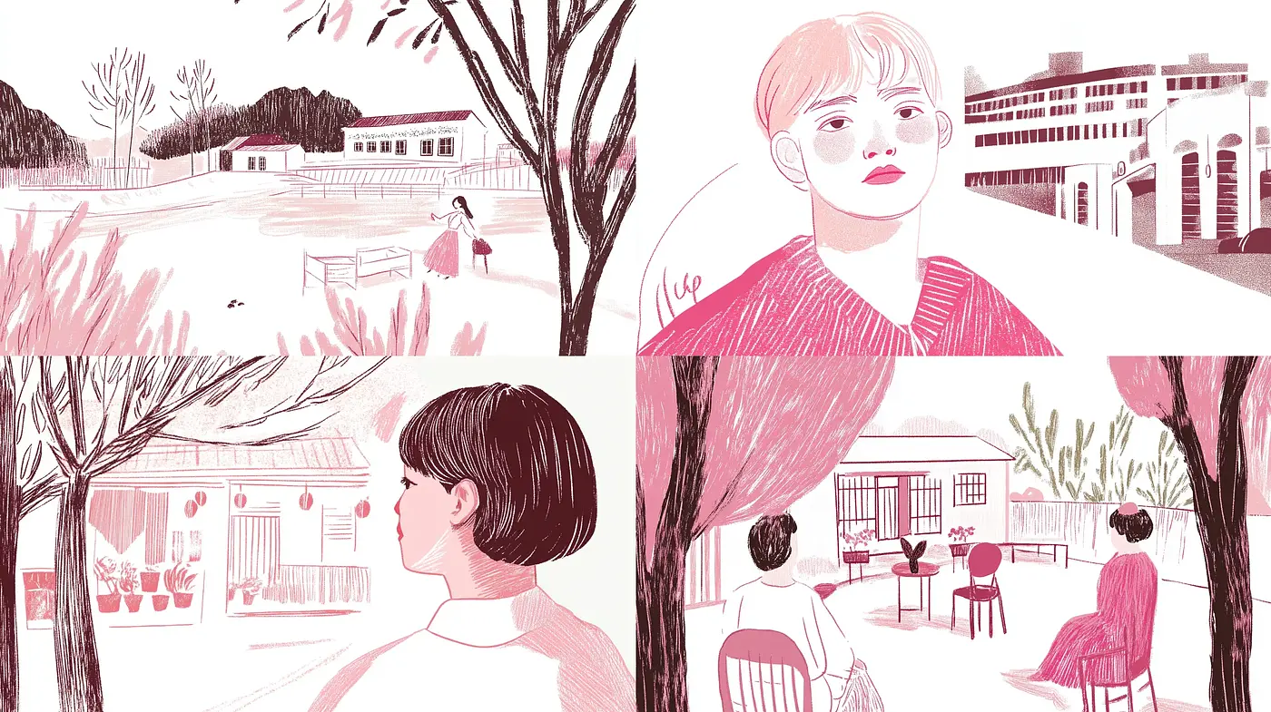 Rosy Hues and Sketch-like Lines: A Whimsical Fusion of Innocence and Serenity - Midjourney sref style