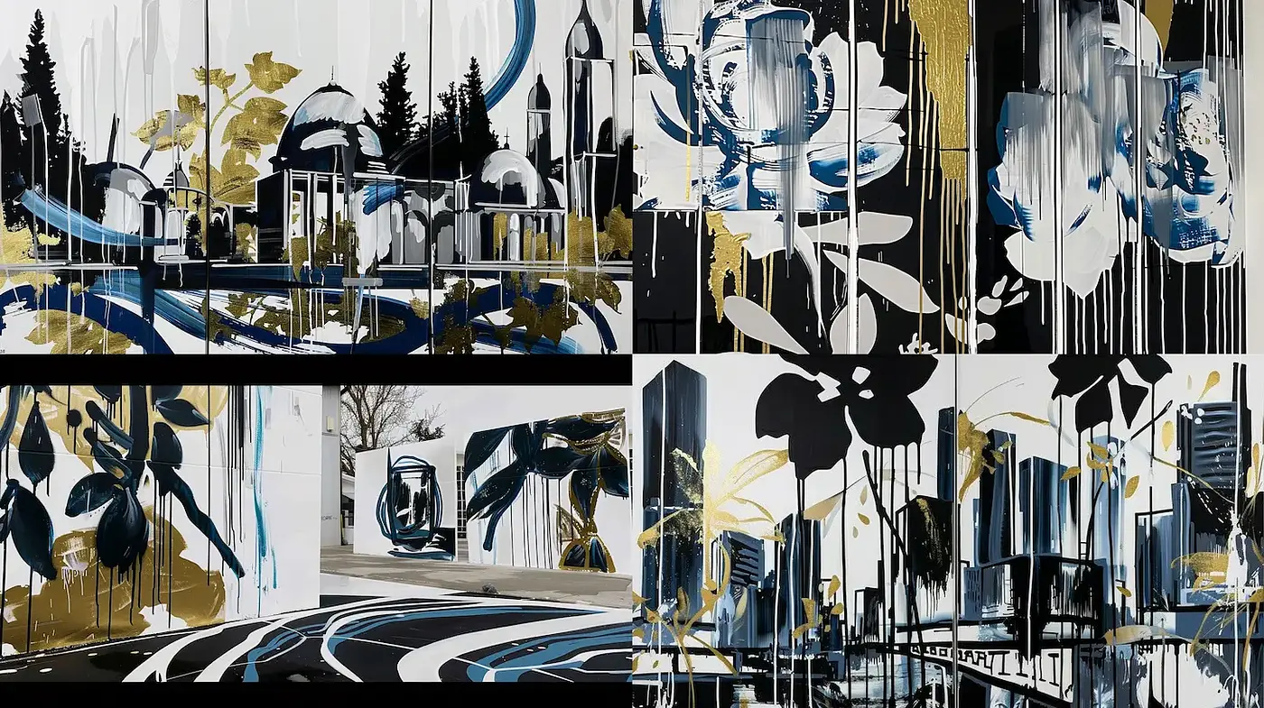 Dynamic Urban Floral Expressionism with a Modern Twist - Midjourney sref style