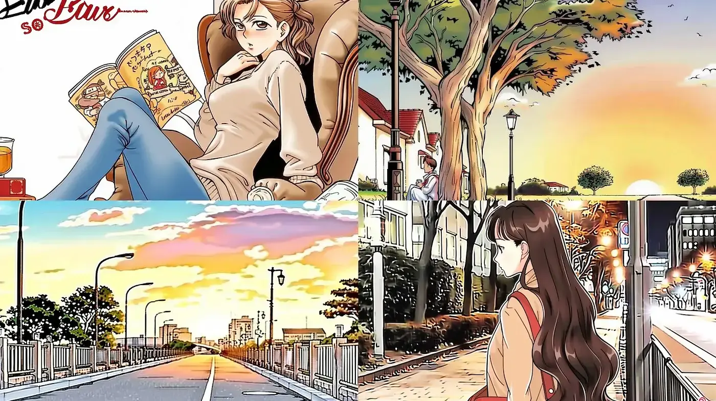 Consistent Visual Elements Influenced by Manga and Contemporary Illustration - Midjourney sref style