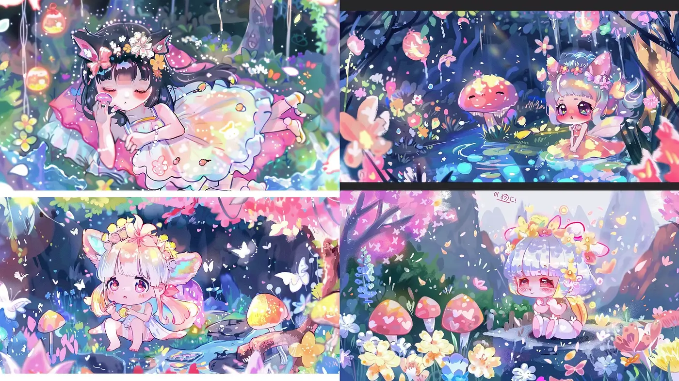 Enchanted Whimsical Anime-Inspired Fantasy Art - Midjourney sref style