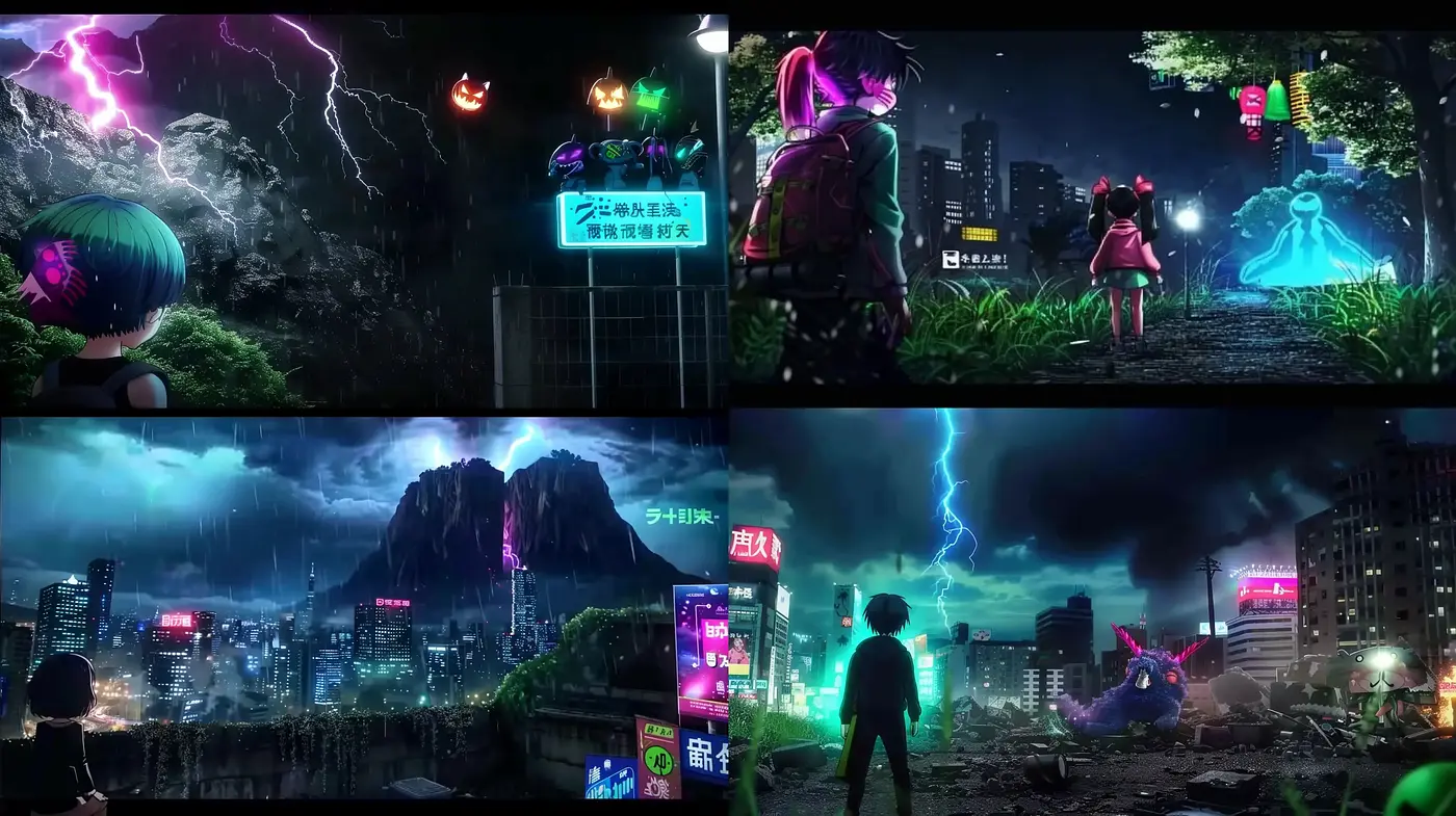 Neon-Noir Cyberpunk Dreamscape - Midjourney sref style