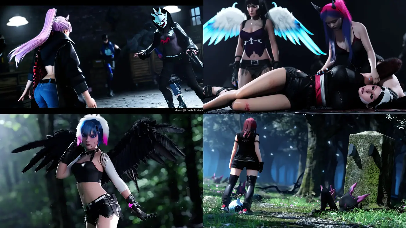 Dark Fantasia with Vibrant Contrasts and Digital Realism - Midjourney sref style