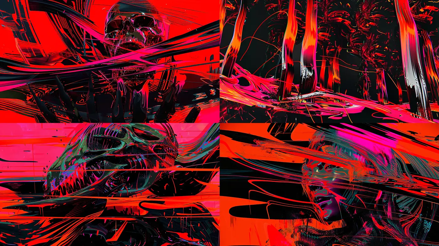Cyberpunk Chaos: A Synesthetic Blend of Neon and Dystopia - Midjourney sref style