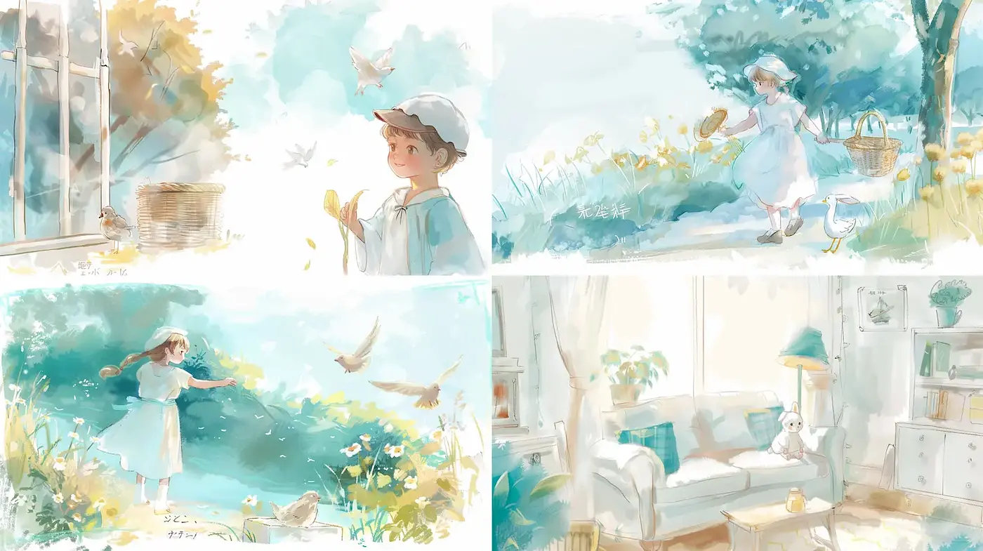 Light and Airy Pastoral Illustrations with a Dreamy Quality - Midjourney sref style