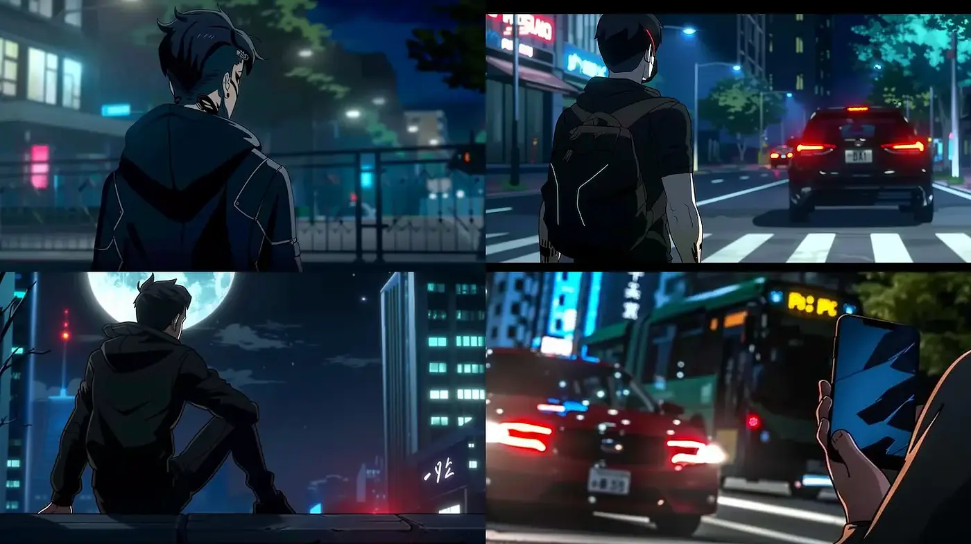 Dynamic urban scenes with a contemporary anime influence - Midjourney sref style