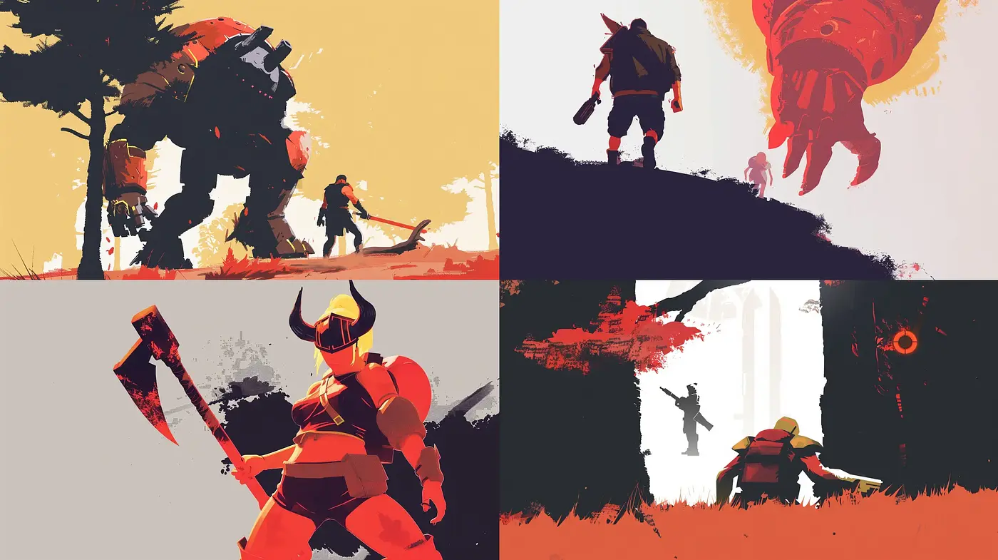 Dynamic Contrasts in Stylized Heroic Fantasy - Midjourney sref style