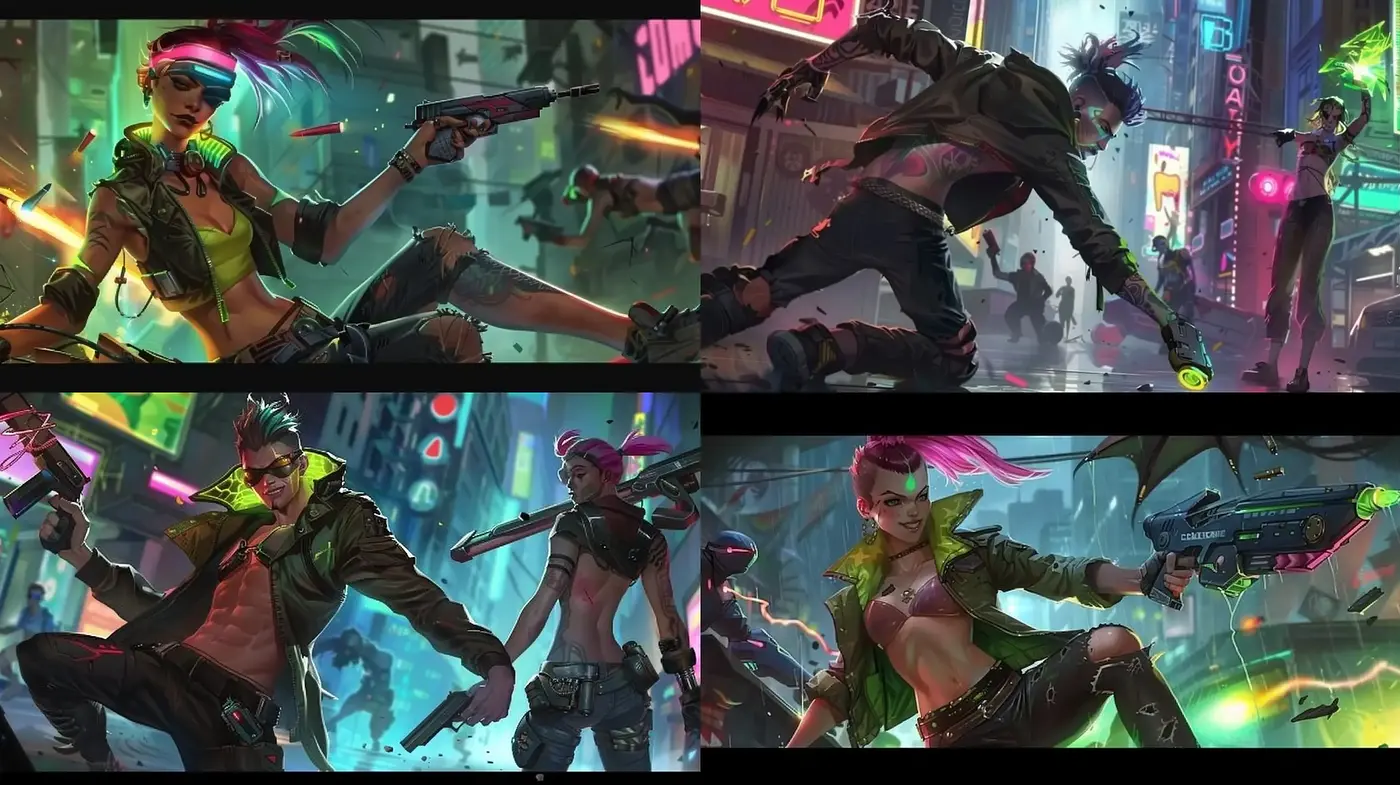 Neon-Noir Cyberpunk Aesthetic with Futuristic Overtones - Midjourney sref style