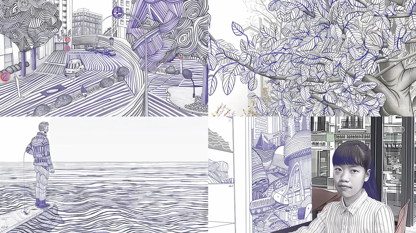 Intricate Linework and Muted Color Palette with Contemporary Influence - Midjourney sref style