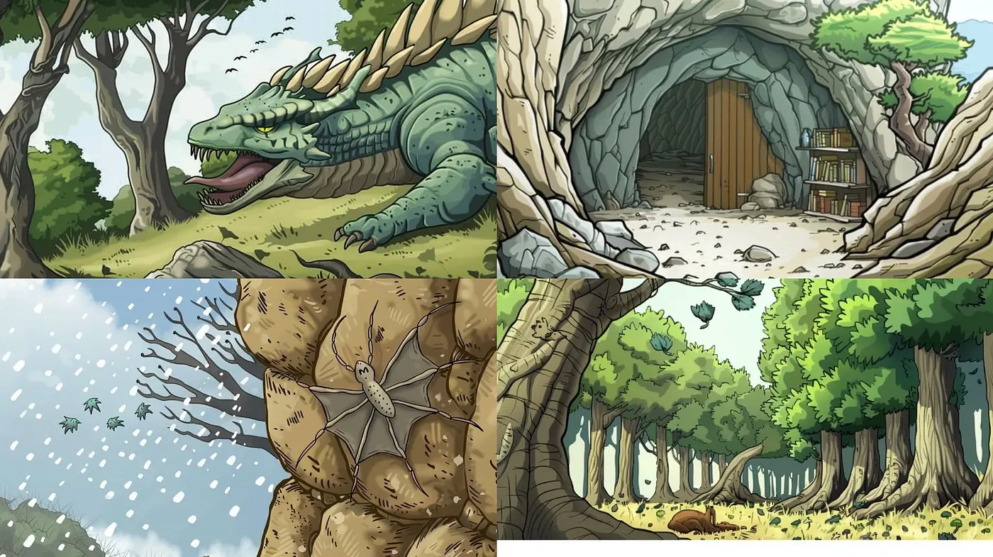 Enchanted Textured Landscapes: A Consistent Stylized Exploration in Vivid Storybook Hues - Midjourney sref style