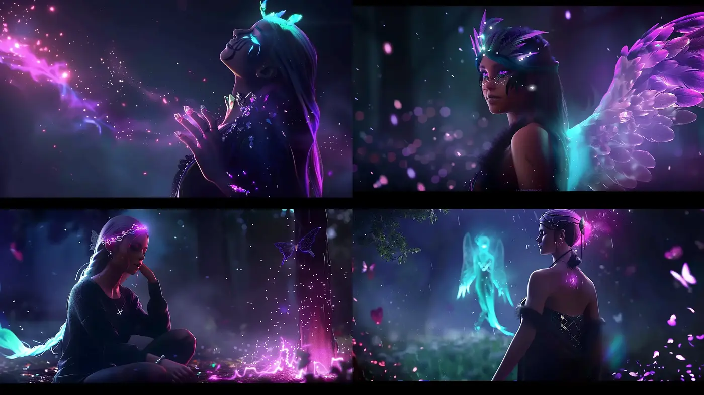 Ethereal Twilight Hues with Luminous Fantasy Elements - Midjourney sref style