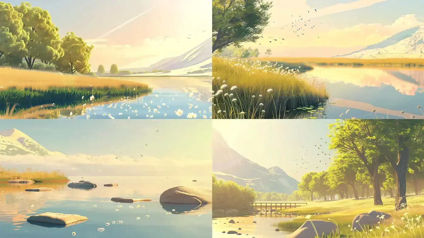 Serene and Luminous Natural Landscapes with a Soft Aesthetic - Midjourney sref style