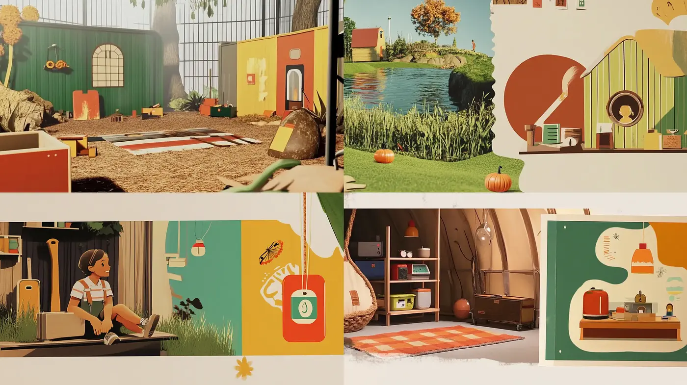Invigorating Autumn Days: A Homage to Mid-Century Modern Aesthetics and Serene Illustrative Techniques - Midjourney sref style