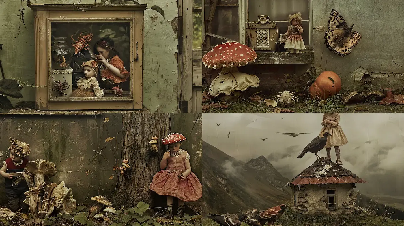 Whimsical and Enigmatic Fantasy Landscapes with a Touch of Surrealism - Midjourney sref style