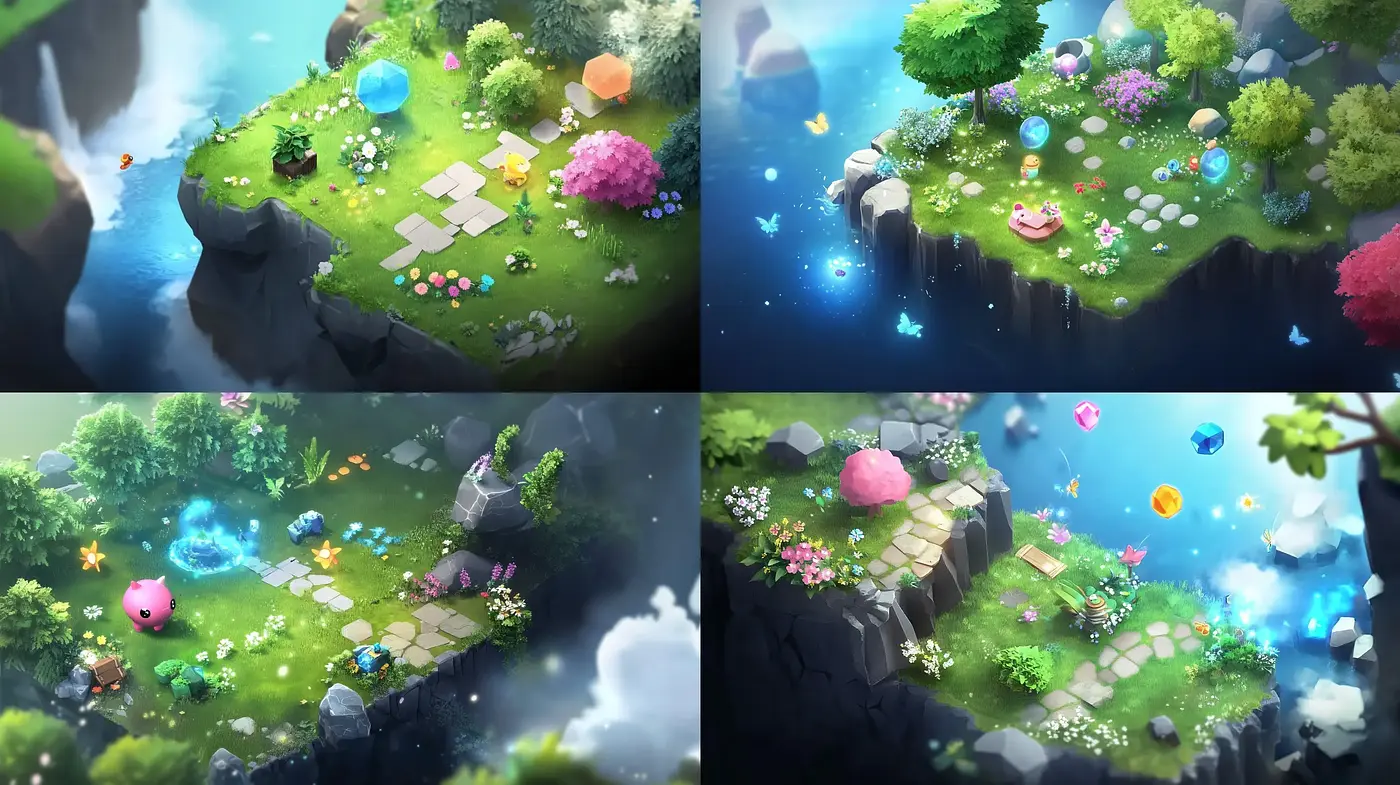Enchanted Storybook Scenery with a Whimsical Color Harmony - Midjourney sref style