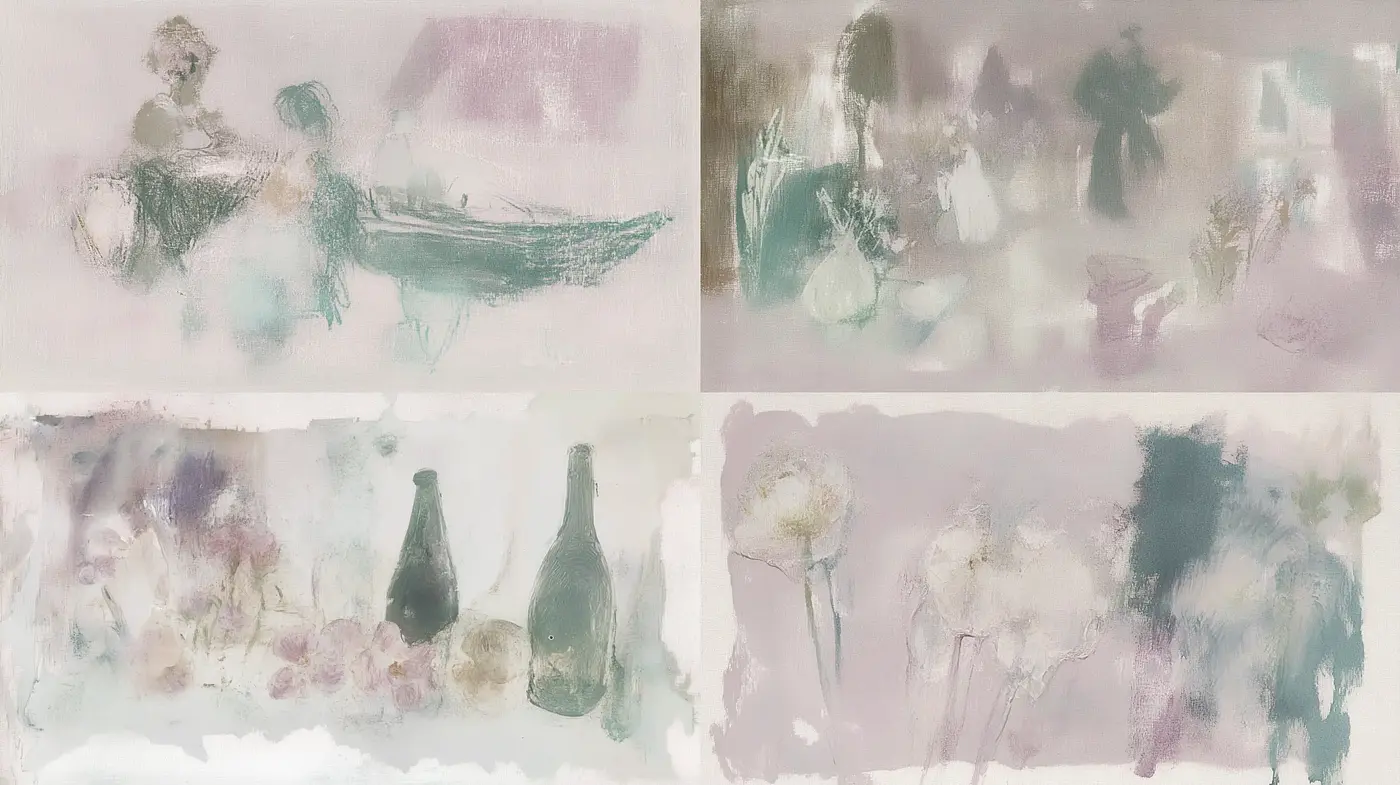Ethereal Brushstrokes and Soft Pastel Hues: A Consistent Dreamlike Artistry - Midjourney sref style