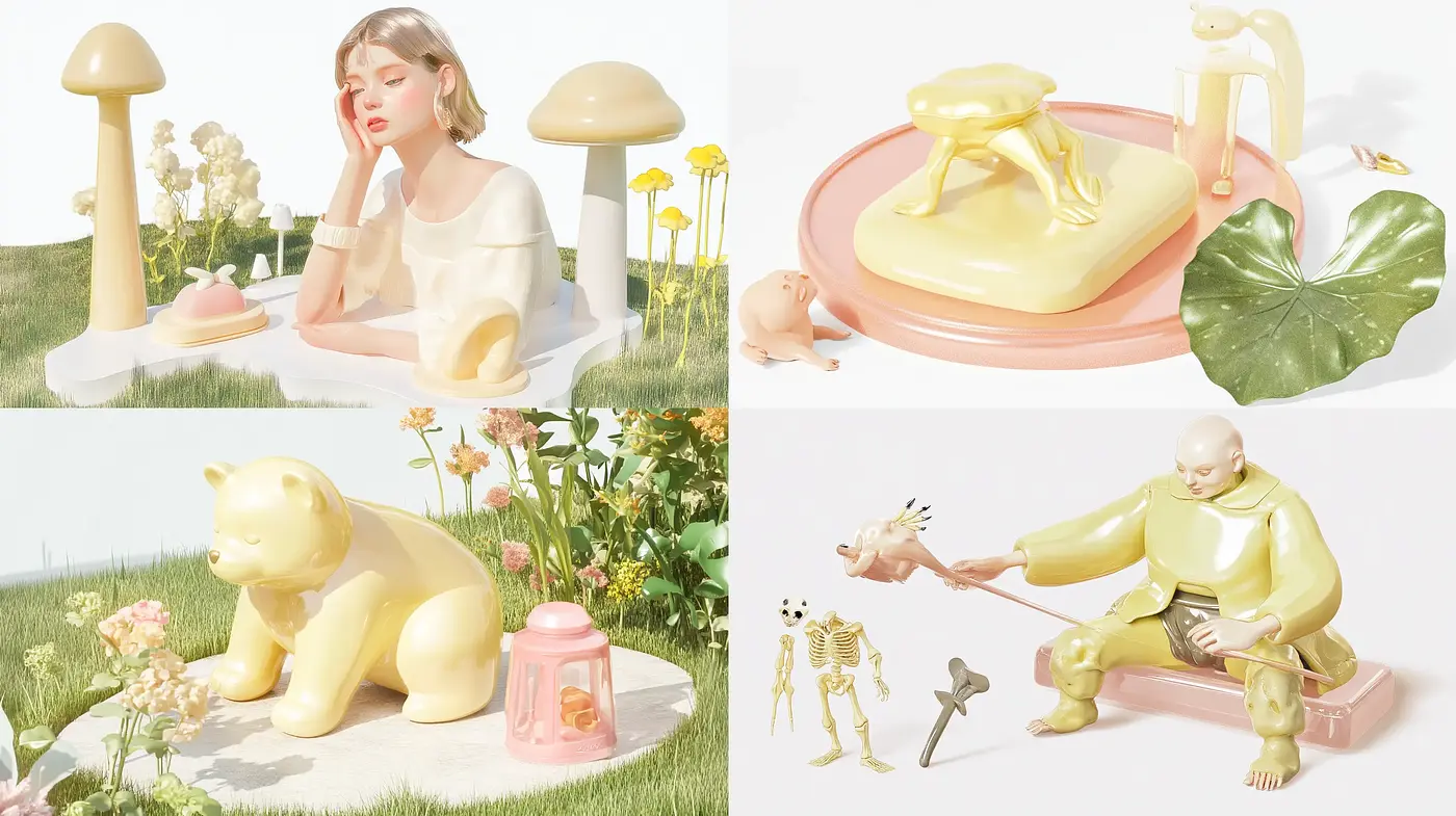 Pastel Dreamscape with Surrealistic Tenderness - Midjourney sref style
