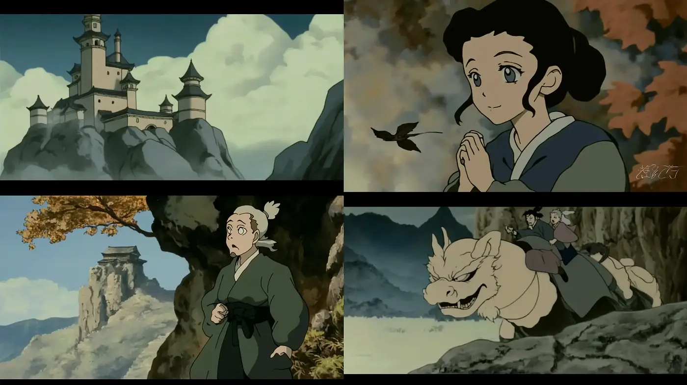 Serene Storybook Anime Landscape Interpretations - Midjourney sref style