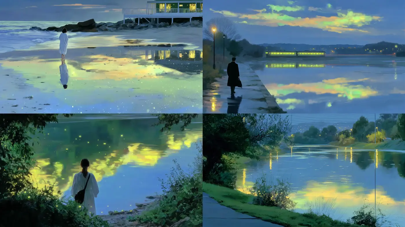 Serene and Ethereal Landscape Illustrations with a Dreamlike Quality - Midjourney sref style