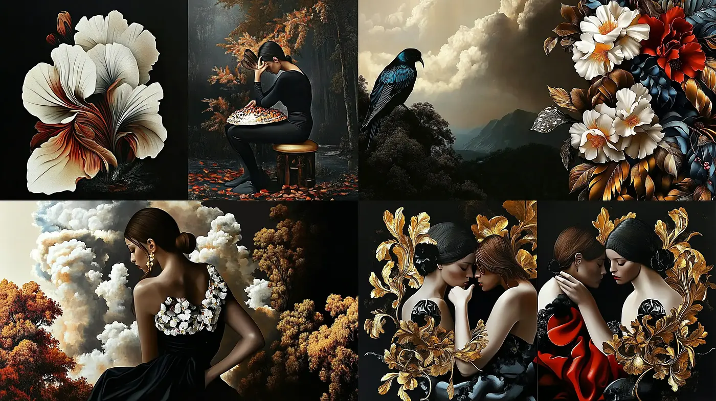 Baroque Reverie in Opulent Hues - Midjourney sref style