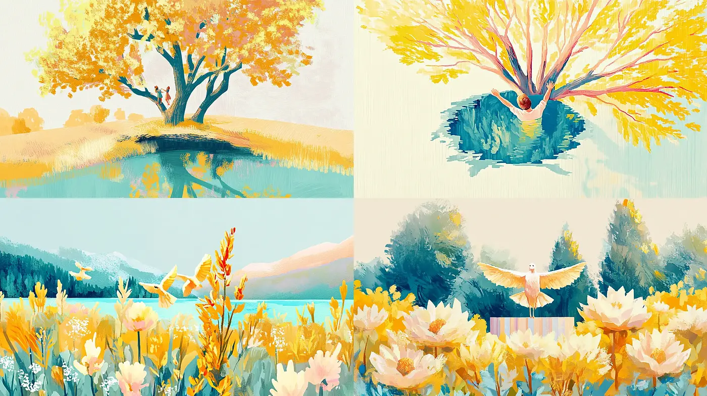 Harmonious Pastel Vistas: A Serene and Impressionistic-Inspired Spectrum - Midjourney sref style