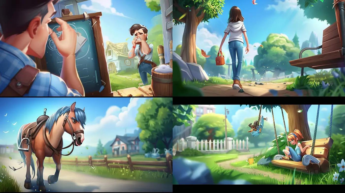 Idyllic Storybook Countryside: A Harmonious Blend of Soft Tones and Whimsical Charm - Midjourney sref style