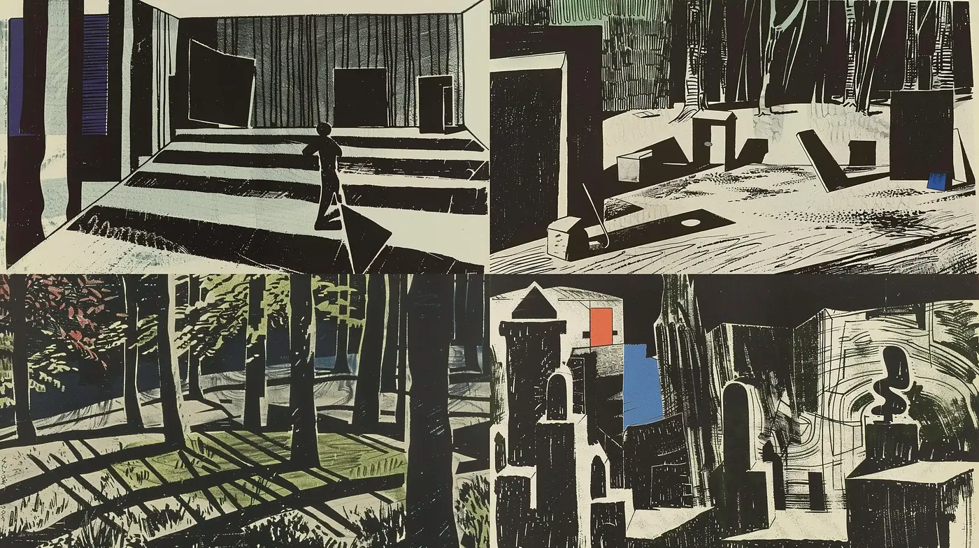 Monochromatic Shadows: A Homage to Expressionist Woodcut Techniques - Midjourney sref style