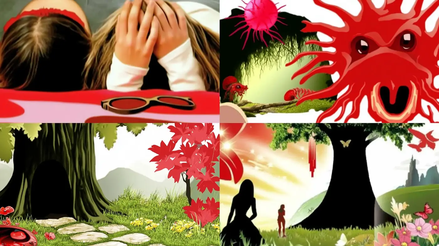 Vibrant Surrealist Dreamscape with Expressive Botanical Motifs - Midjourney sref style