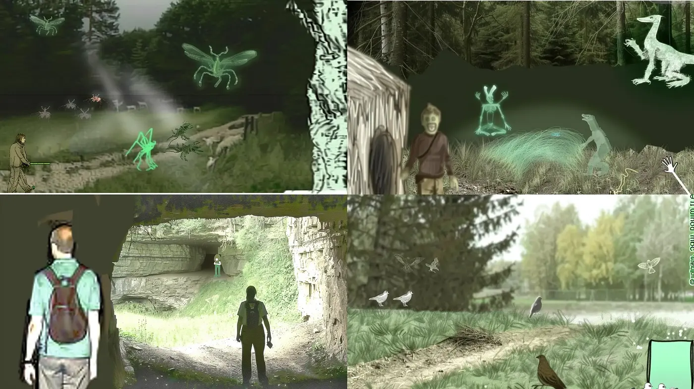 Whimsical Forest Expedition in Monochrome Greens - Midjourney sref style