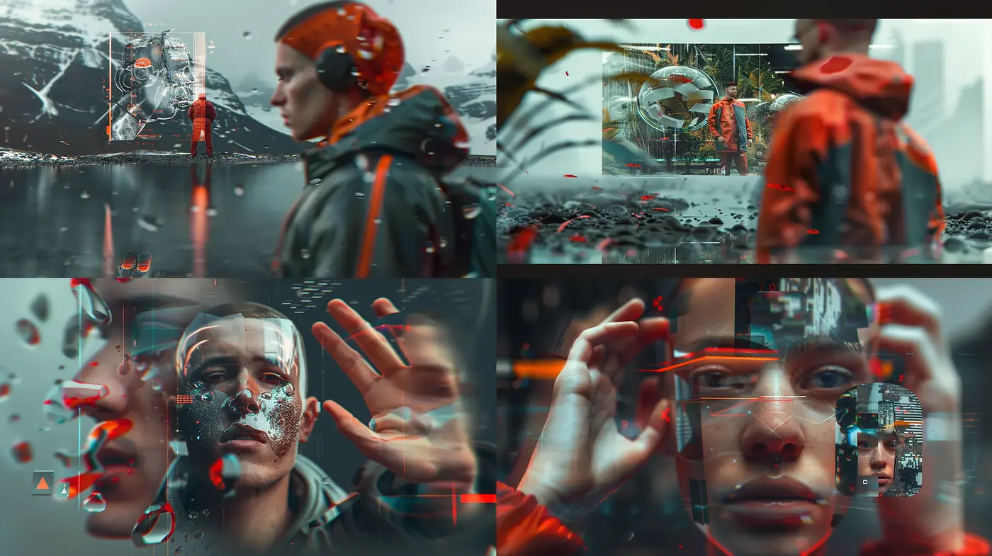 Futuristic Dystopian Cinematic Style with a Glitch Aesthetic - Midjourney sref style