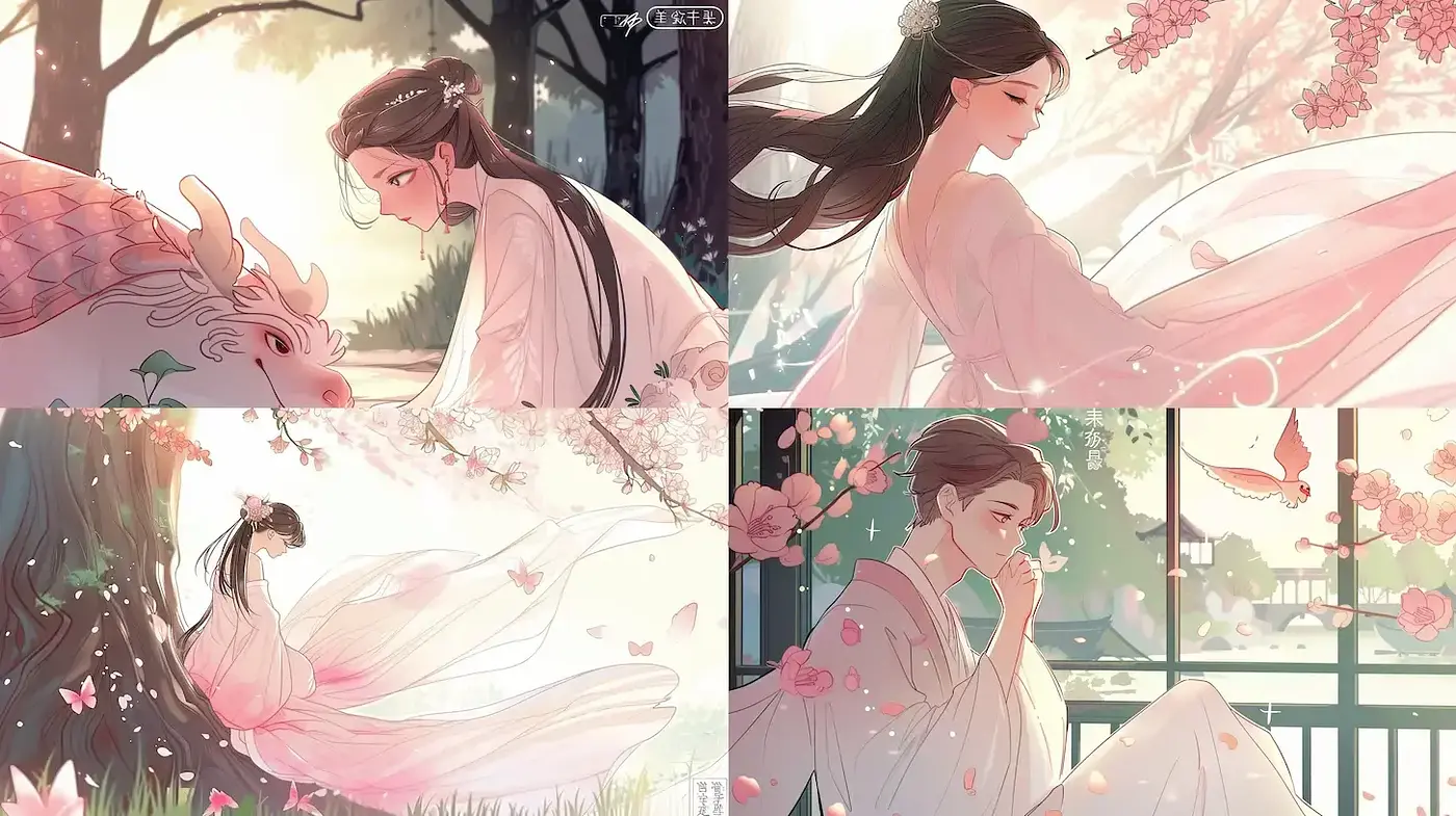 Delicate Fantasy Art with Ethereal Themes and Natural Elements - Midjourney sref style