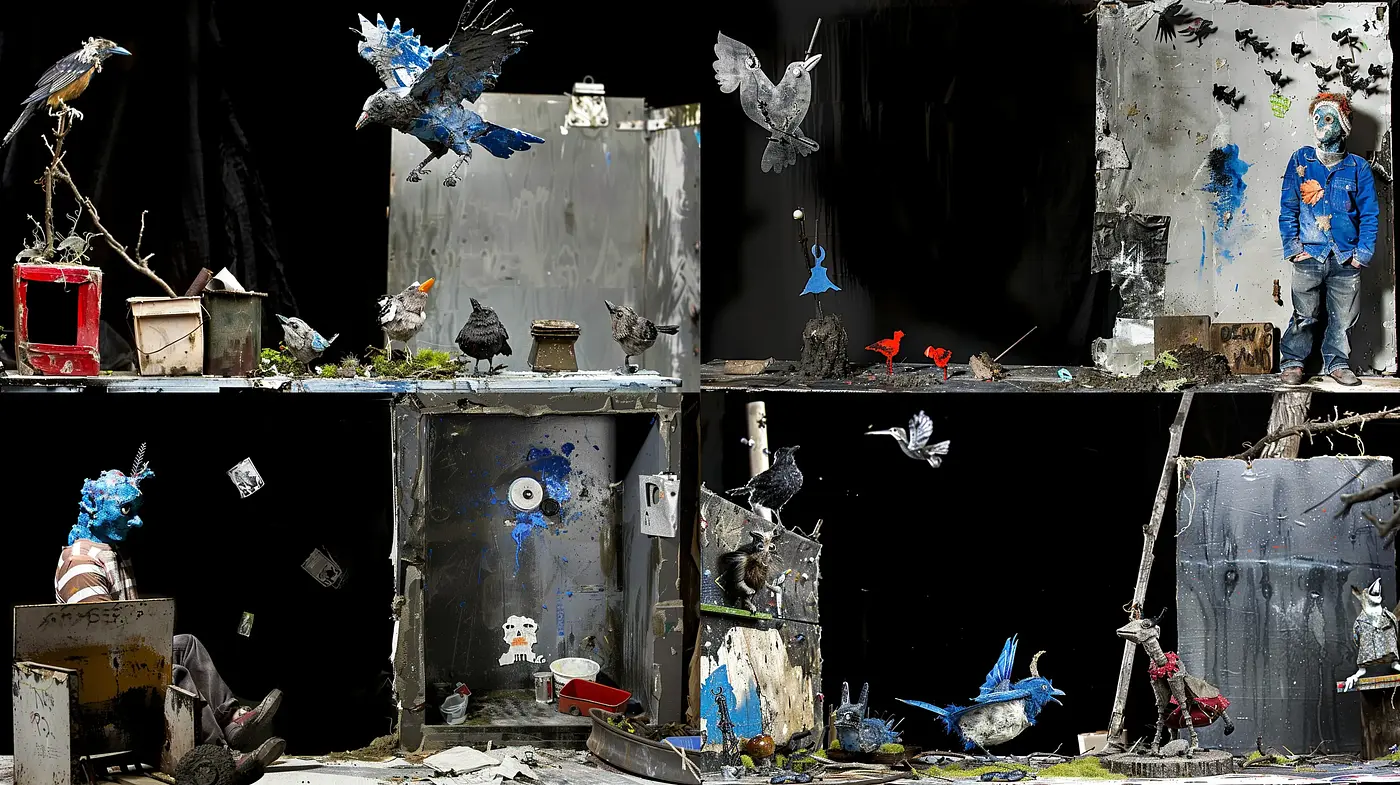 Chaotic Urban Tableau with Surreal Overtones - Midjourney sref style