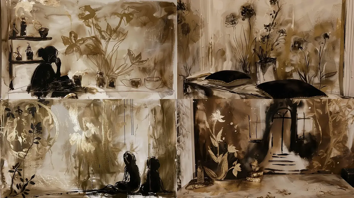 Sepia-Toned Whimsical Dreamscape Artistry - Midjourney sref style