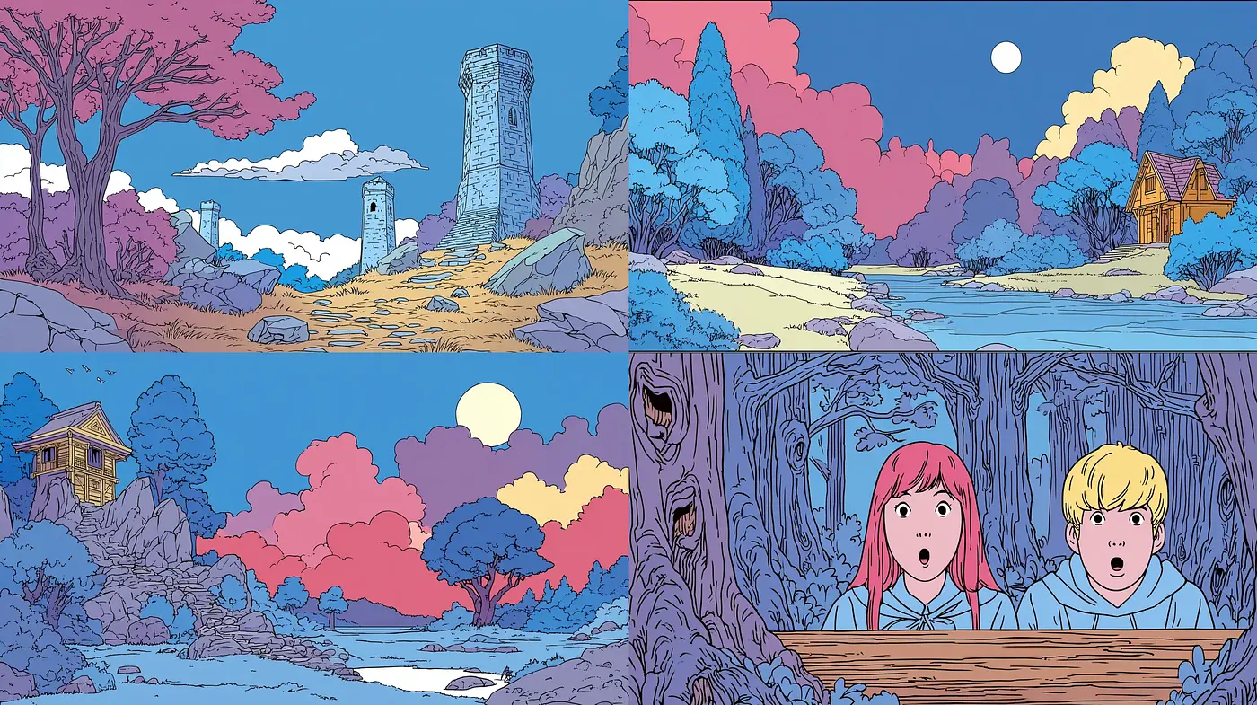 Whimsical Illustrative Landscapes with a Nostalgic Aesthetic - Midjourney sref style