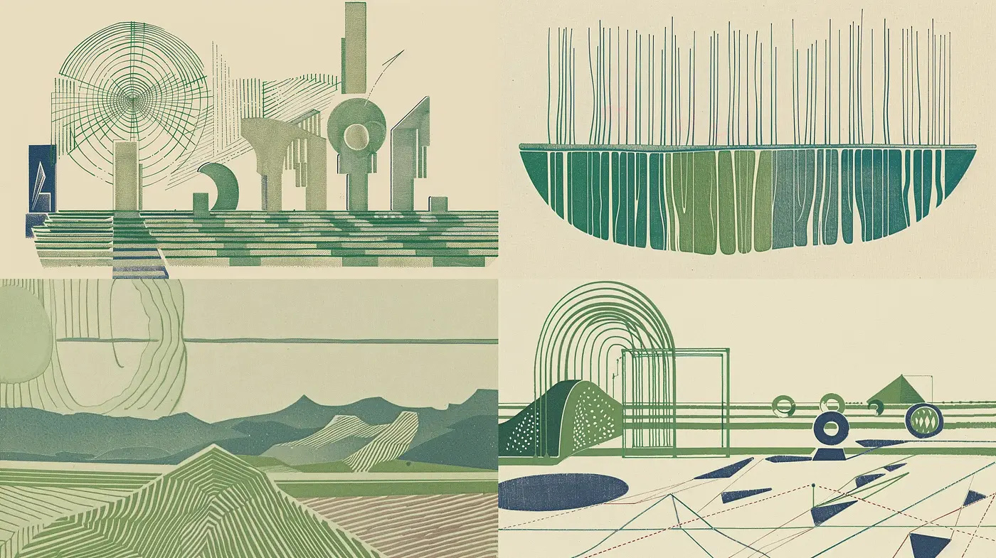 Geometric Abstraction in Harmonious Earth Tones - Midjourney sref style