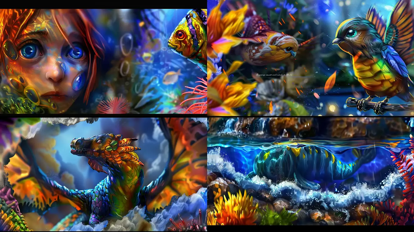 Ethereal Underwater Dreamscape in Vivid Hues - Midjourney sref style