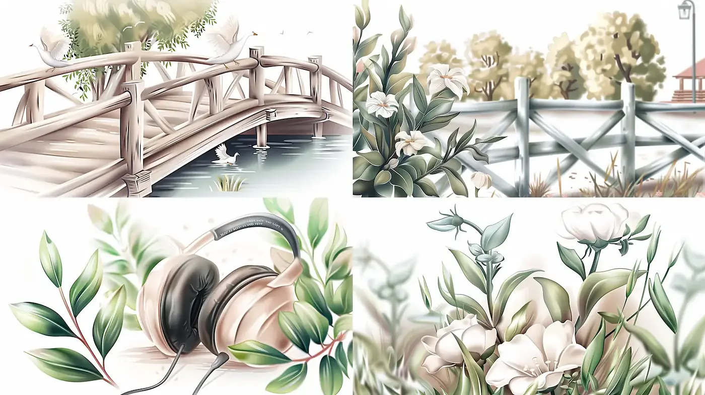 Serene and Subdued Imagery with Nature Motifs - Midjourney sref style
