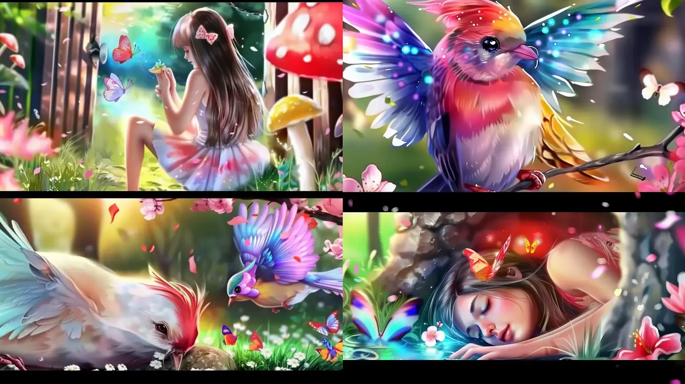 Enchanted Garden Dreams: A Dive into Vibrant Storybook Fantasies - Midjourney sref style