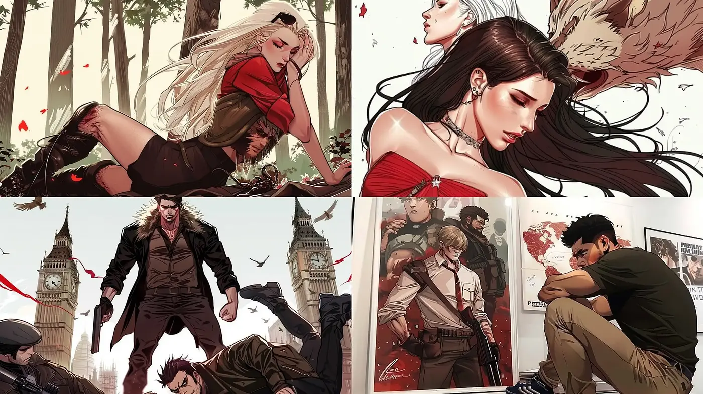 Dramatic Cinematic Illustrations with Graphic Novel Undertones - Midjourney sref style