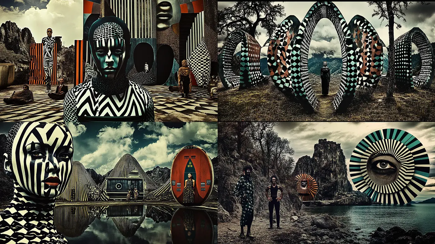 Surreal Ethereal Landscapes with Hypnotic Geometric Patterns - Midjourney sref style