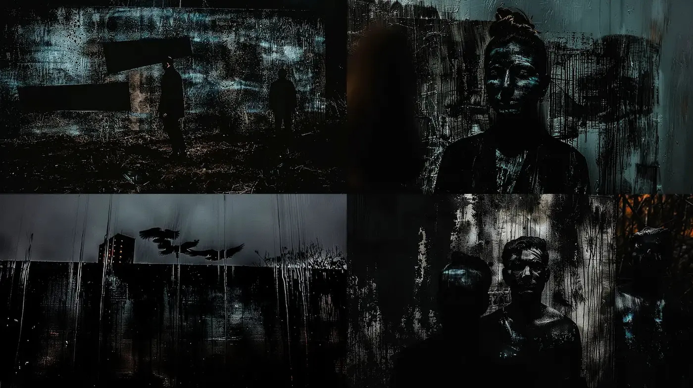 Mysterious and Ethereal Urban Noir with Emotional Depth - Midjourney sref style