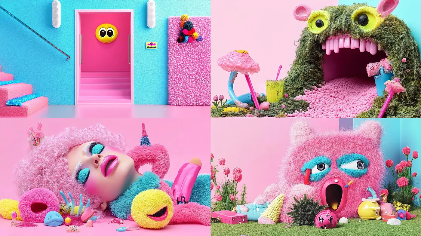 Surrealist Candyland: A Whimsical Journey Through Textured Fantasy - Midjourney sref style