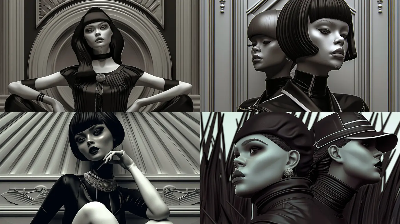 Monochromatic Elegance: A Study in Shades of Noir - Midjourney sref style