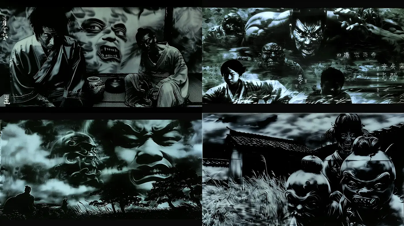 Monochromatic Dynamism: A Stylized Homage to Japanese Manga Ink Art - Midjourney sref style