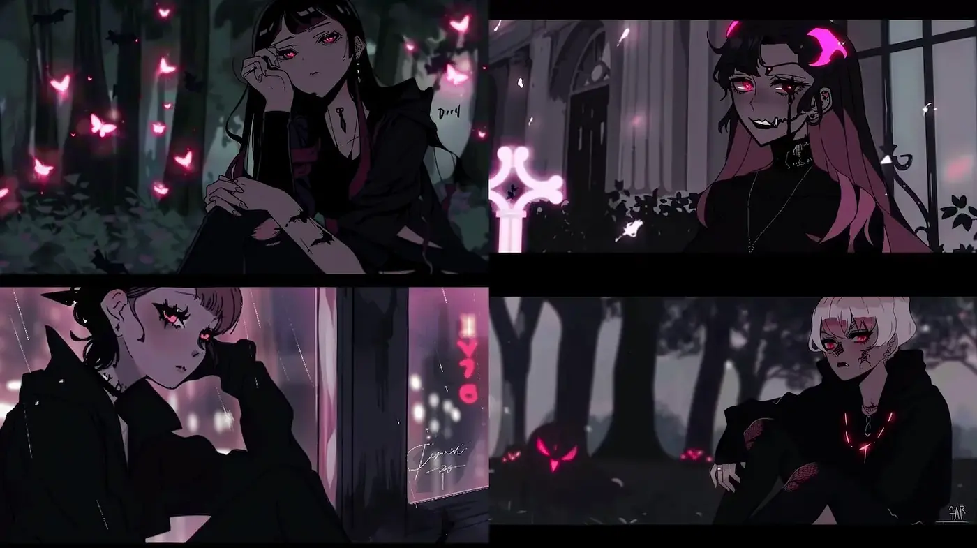 Emotive and moody dark fantasy art with vibrant accents - Midjourney sref style